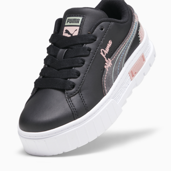 Mayze Sweater Weather Kids' Sneakers, PUMA Black-Future Pink-Green Fog, large-ZAF
