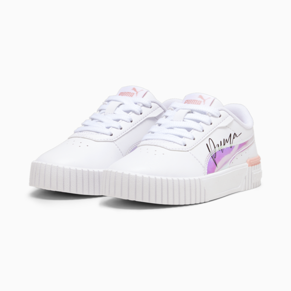 Carina 2.0 Crystal Wing Kids' Sneakers, PUMA White-Peach Smoothie-PUMA Black, large-ZAF