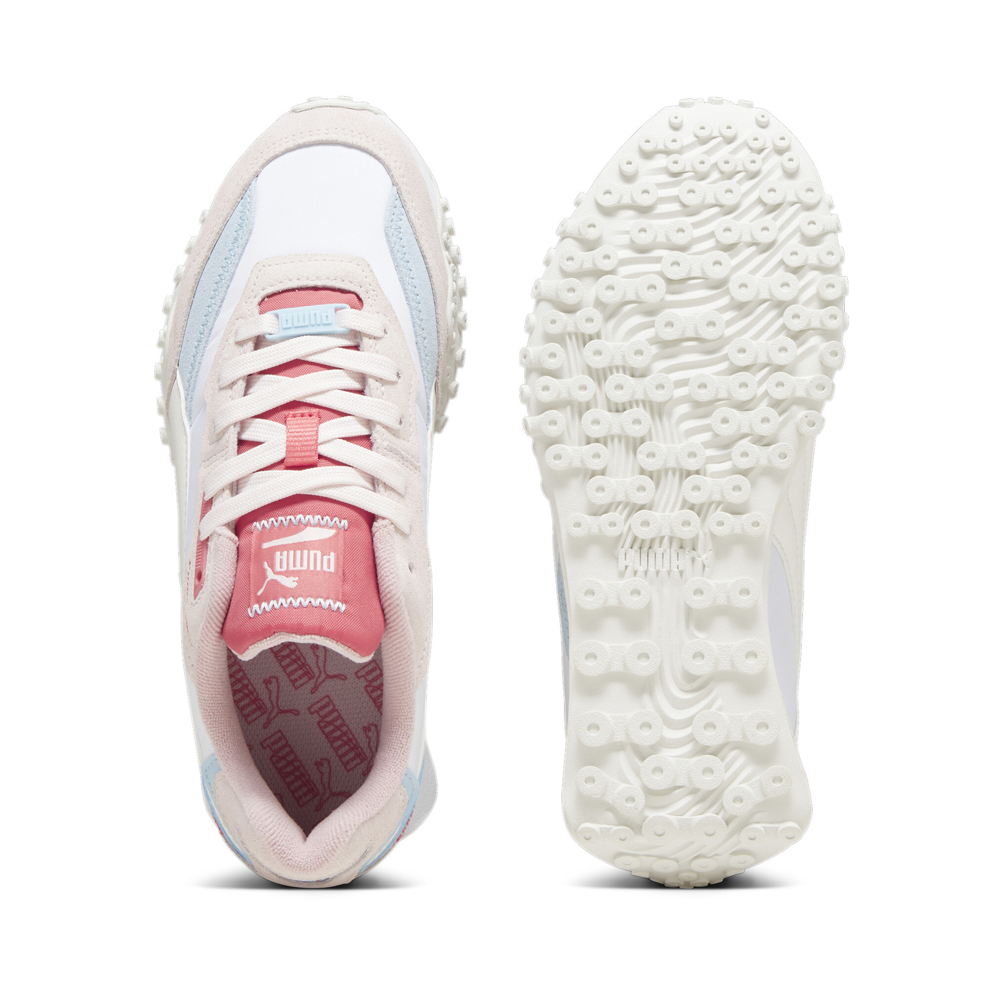 Men's PUMA Blktop Rider Sneakers In White/Pink, Size EU 37.5