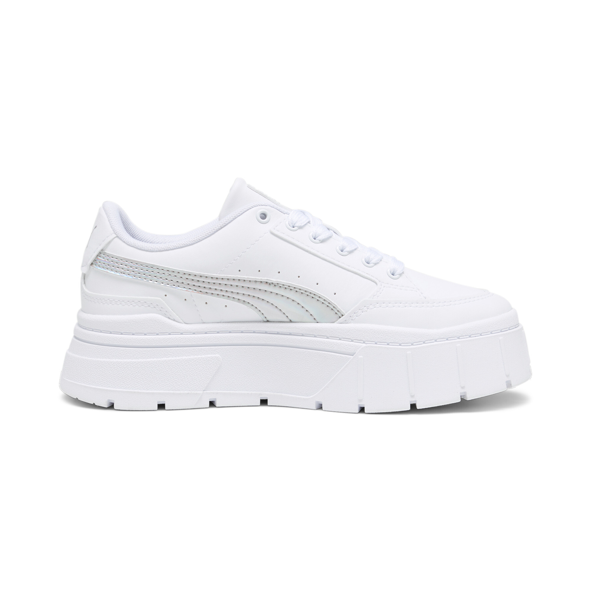 Women's Puma Mayze Stack Iridescent Youth Sneakers, White, Size 36, Shoes