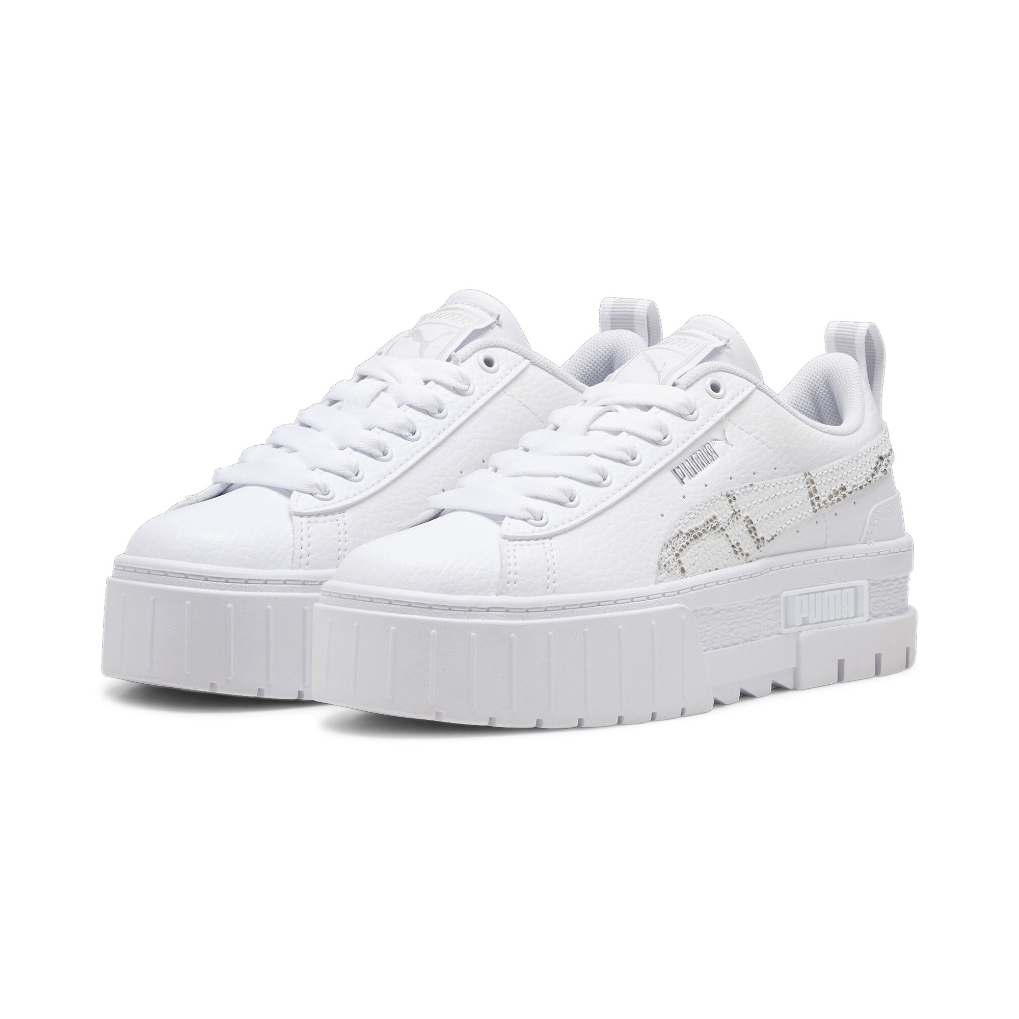 Women's Puma Mayze Snake Youth Sneakers, White, Size 36, Shoes