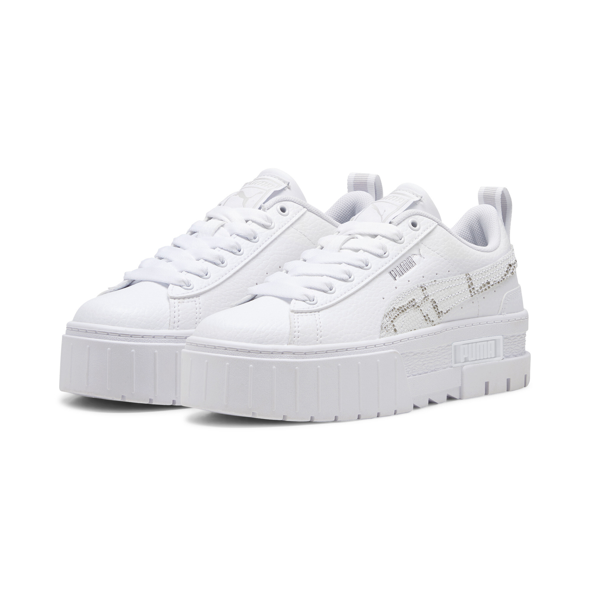 Women's Puma Mayze Snake Youth Sneakers, White, Size 35.5, Shoes