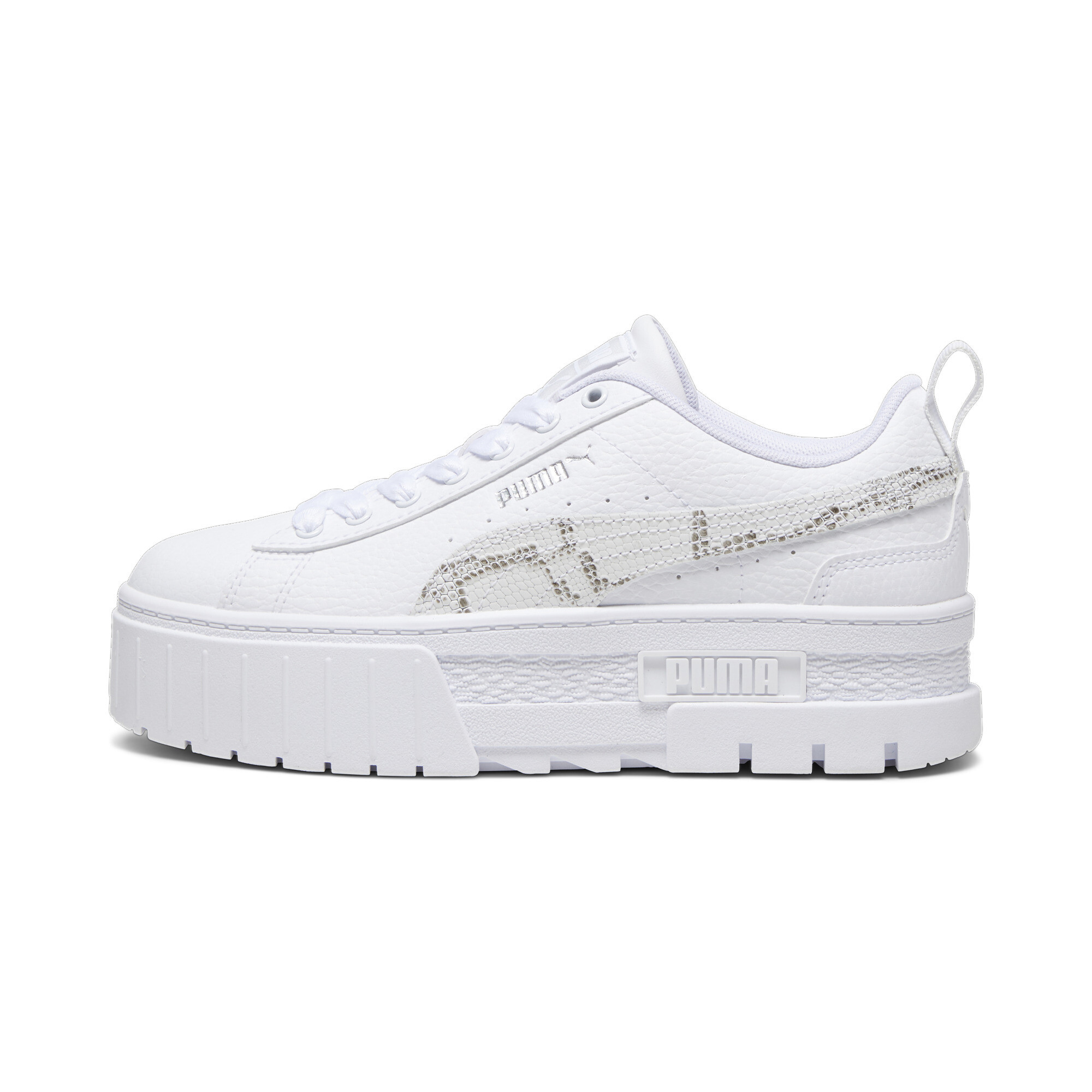 Women's Puma Mayze Snake Youth Sneakers, White, Size 36, Shoes