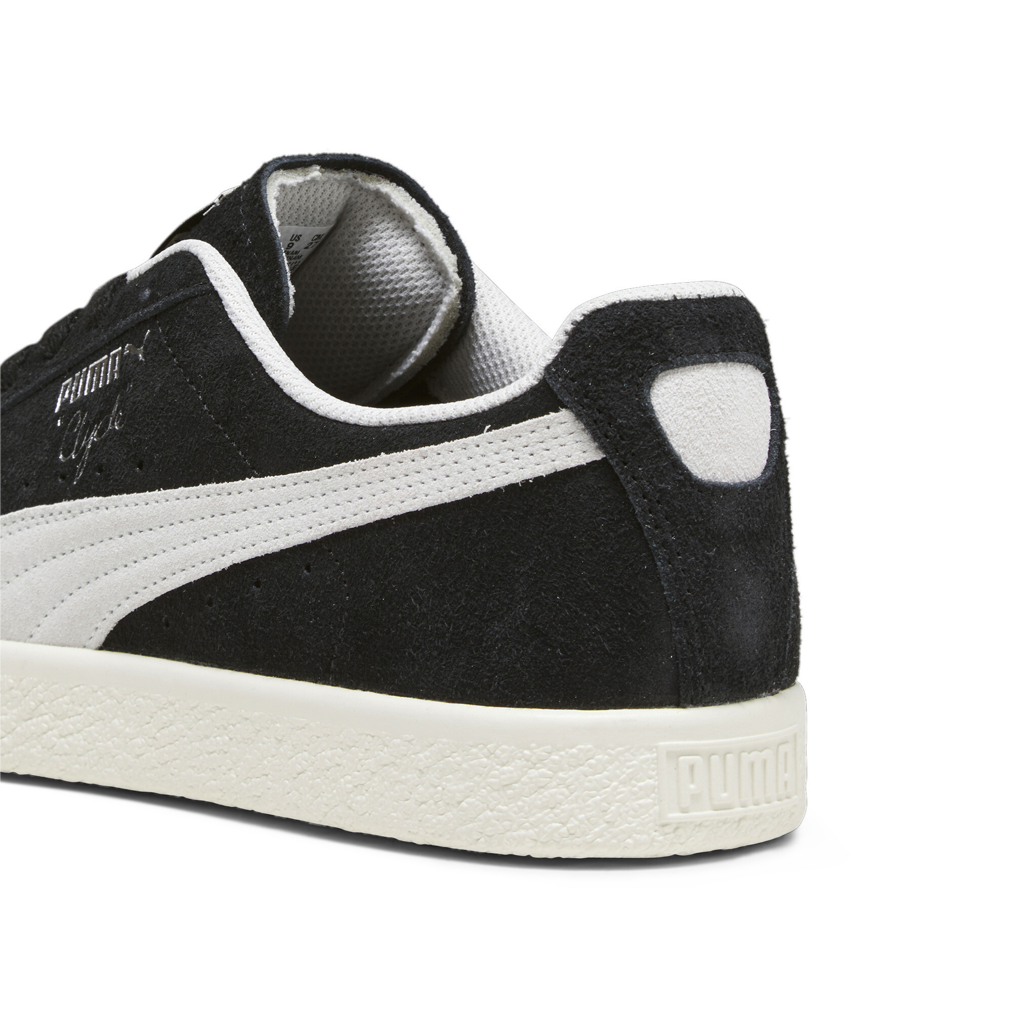 Men's PUMA Clyde Hairy Suede Sneakers In Black, Size EU 42