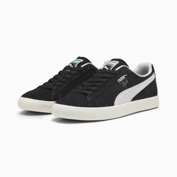 Clyde Hairy Suede Sneakers, PUMA Black-Frosted Ivory, large-ZAF