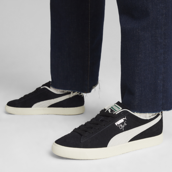 Clyde Hairy Suede Sneakers, PUMA Black-Frosted Ivory, large-ZAF