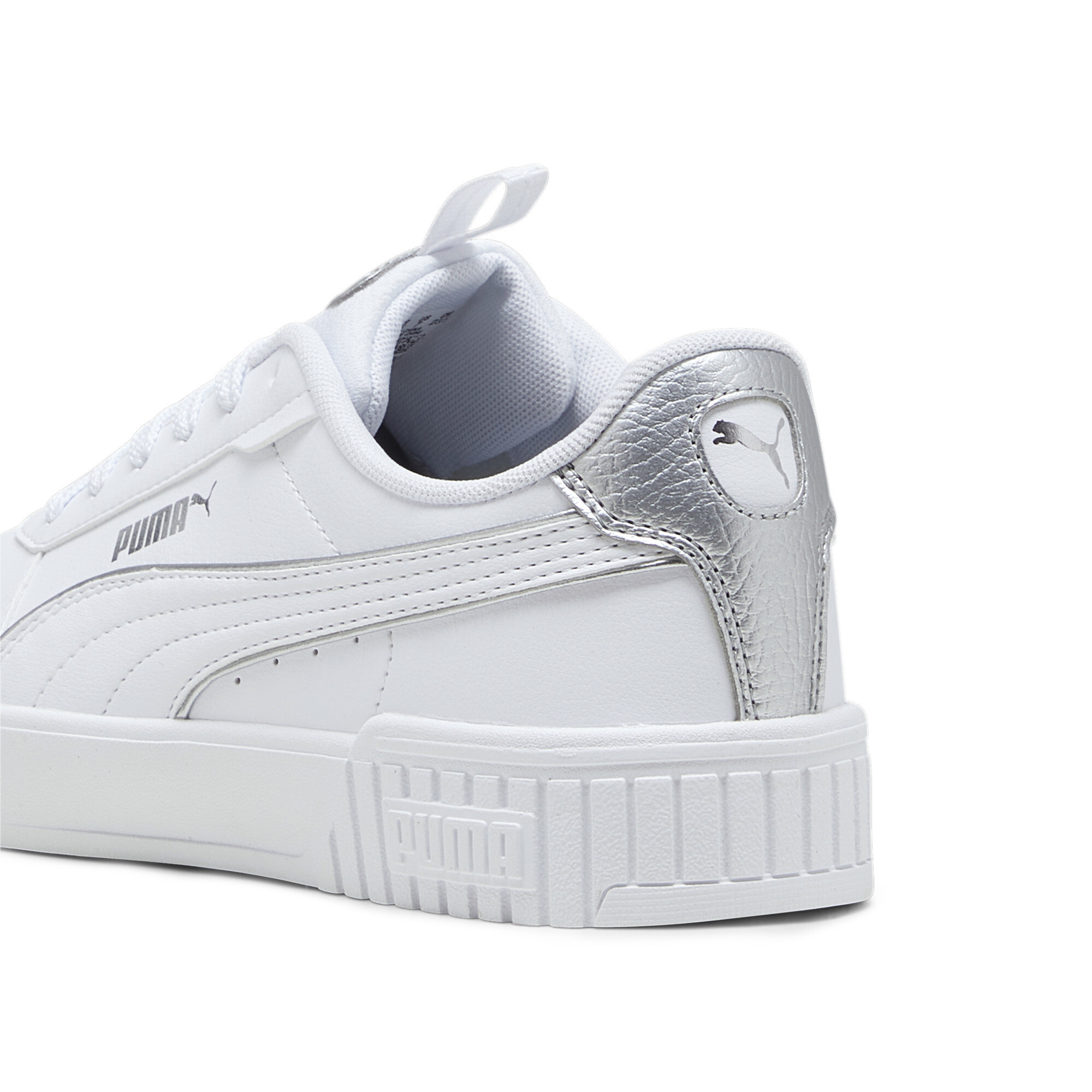 Women's Puma Carina 2.0 Pop Up Metallics's Sneakers, White, Size 37.5, Shoes