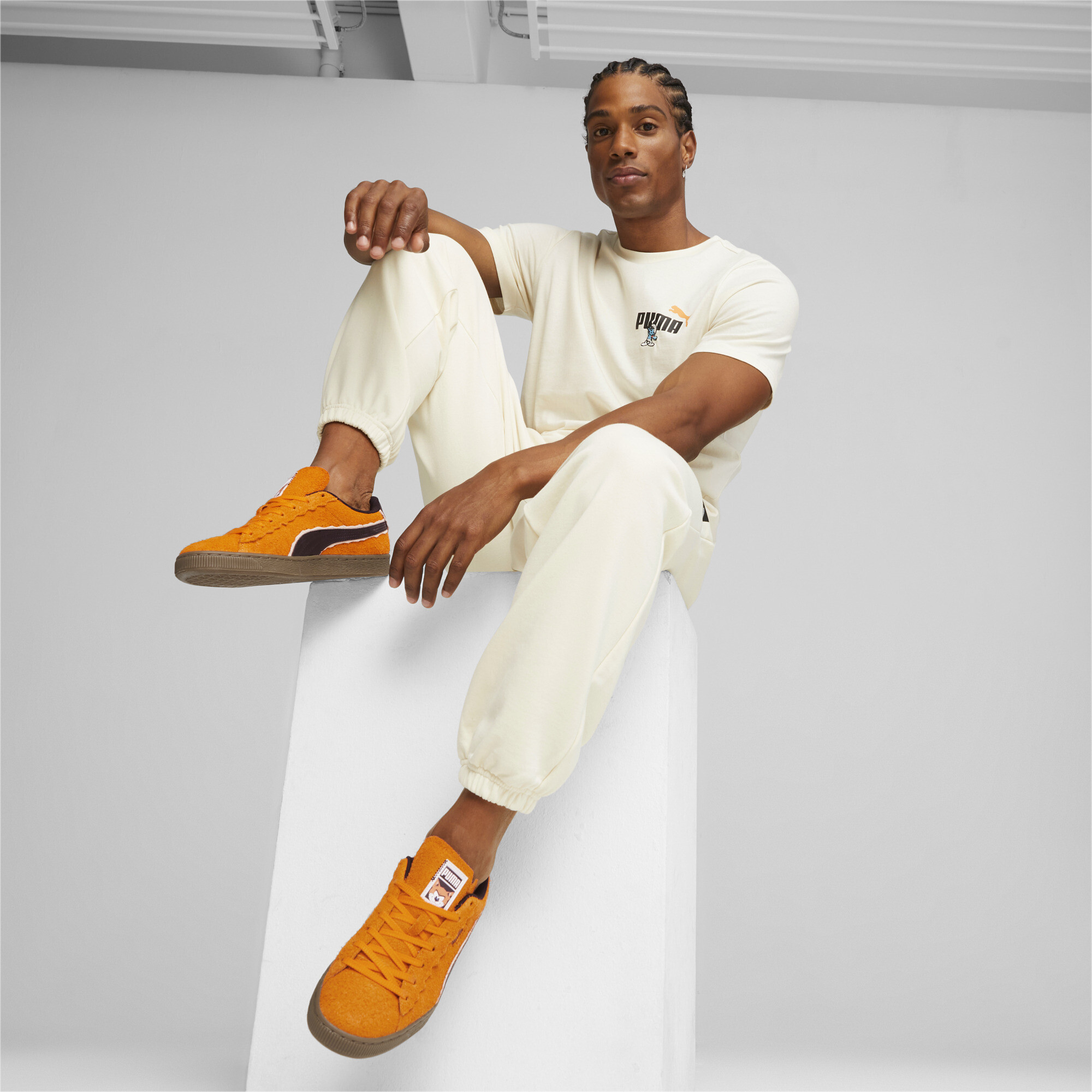 Men's PUMA X THE SMURFS Suede Sneakers In 110 - Orange, Size EU 39