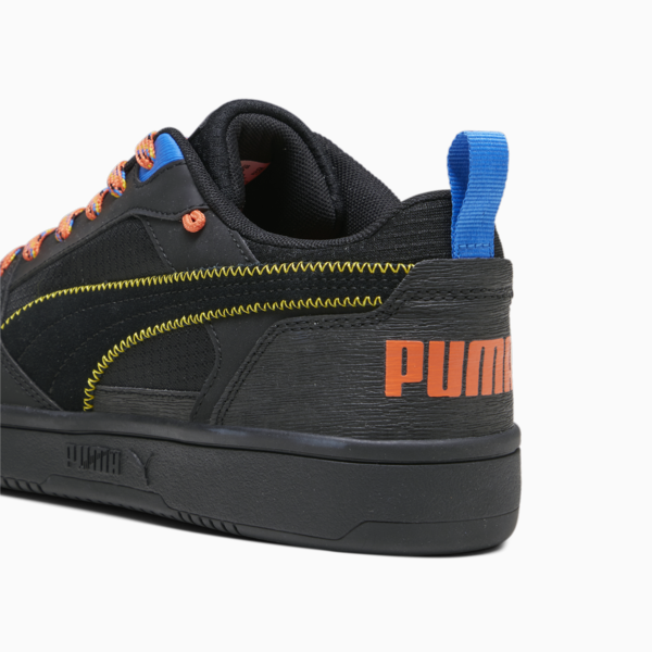 Rebound v6 Low Open Road Sneakers, PUMA Black-Yellow Sizzle-Hot Heat-Ultra Blue, large-ZAF