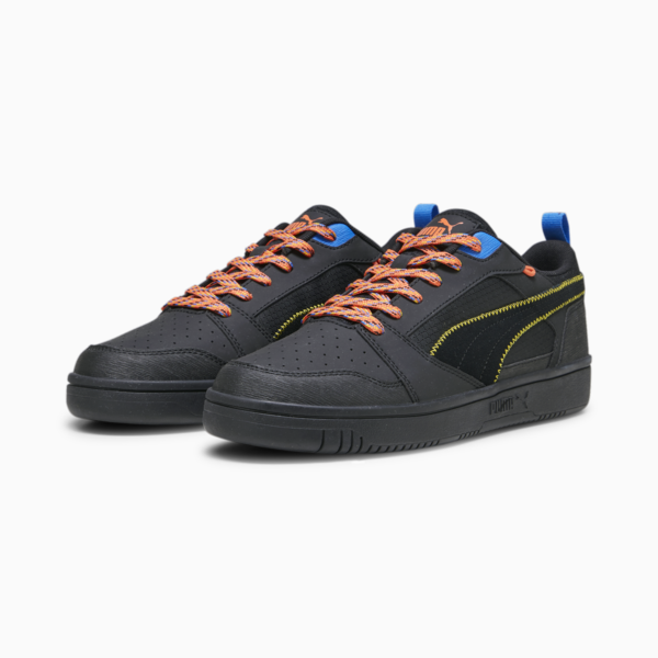 Rebound v6 Low Open Road Sneakers, PUMA Black-Yellow Sizzle-Hot Heat-Ultra Blue, large-ZAF
