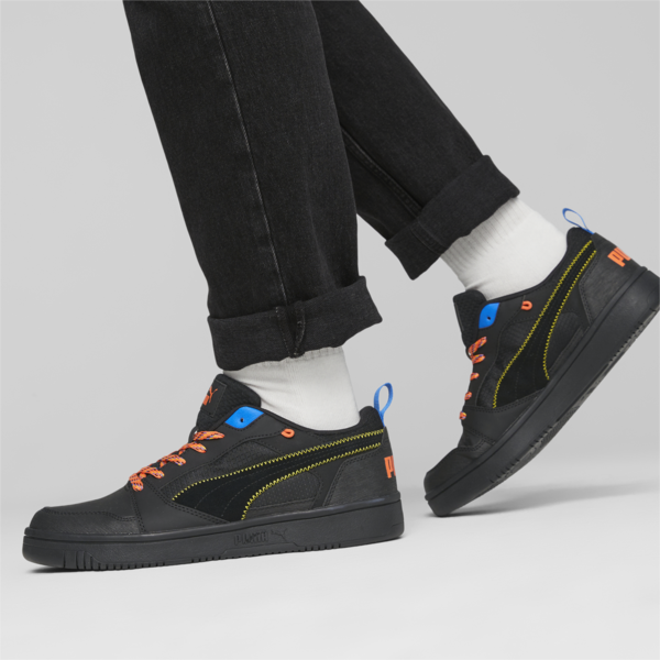 Rebound v6 Low Open Road Sneakers, PUMA Black-Yellow Sizzle-Hot Heat-Ultra Blue, large-ZAF