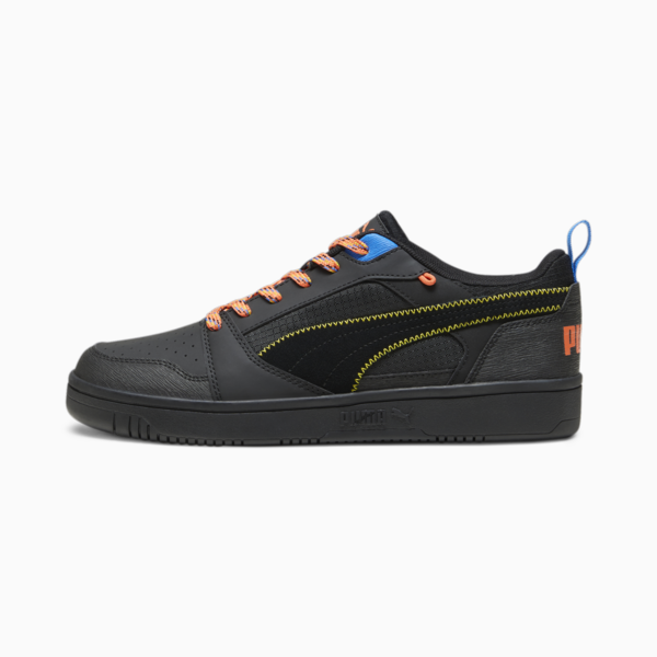 Rebound v6 Low Open Road Sneakers, PUMA Black-Yellow Sizzle-Hot Heat-Ultra Blue, large-ZAF
