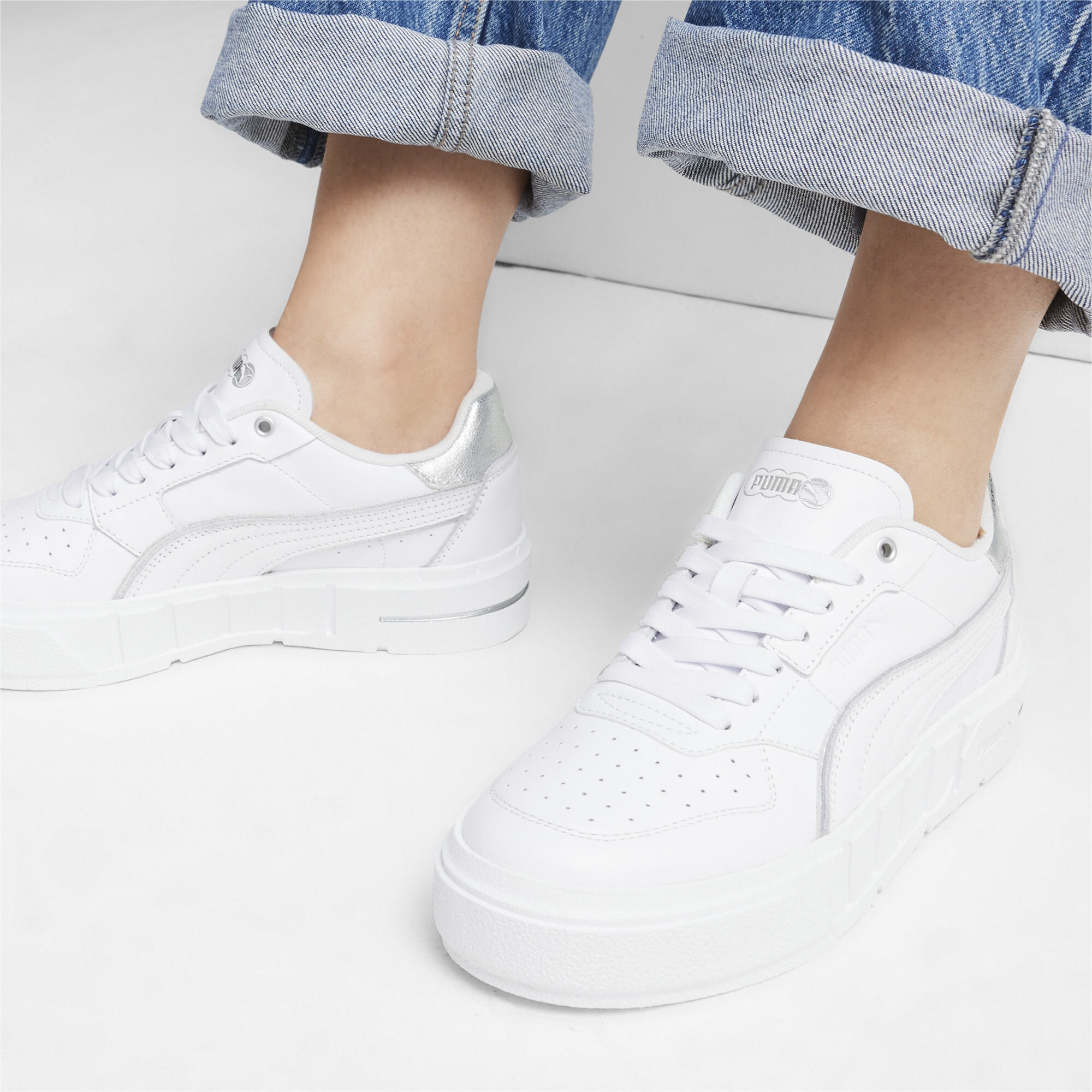 Women's PUMA Cali Court Metallic Sneakers In White, Size EU 36