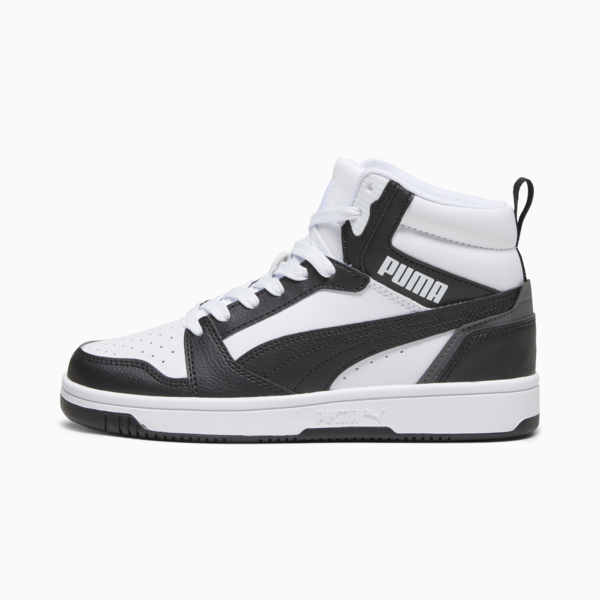 Rebound V6 Mid Sneakers Youth, PUMA White-PUMA Black-Shadow Gray, large-ZAF