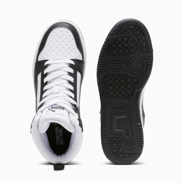 Rebound V6 Mid Sneakers Youth, PUMA White-PUMA Black-Shadow Gray, large-ZAF
