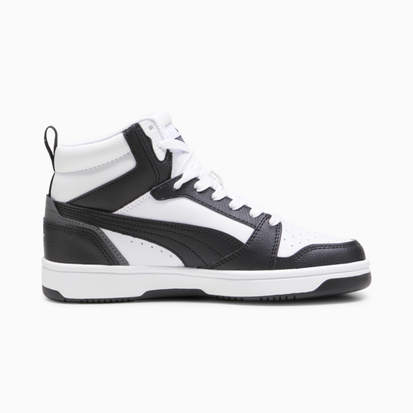 Rebound V6 Mid Sneakers Youth, PUMA White-PUMA Black-Shadow Gray, large-ZAF