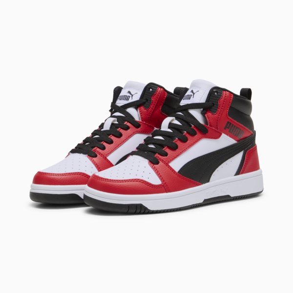Tenis Rebound V6 Mid para adolescentes, PUMA White-PUMA Black-For All Time Red, large-MEX