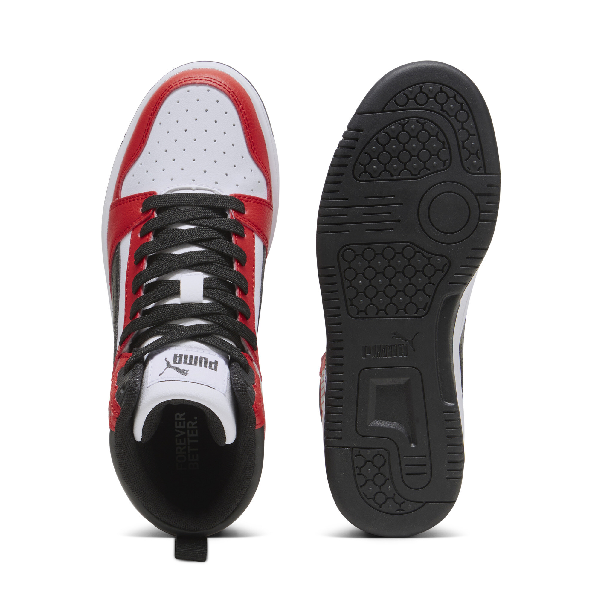 PUMA Rebound V6 Mid sneakers, Zwart/Rood/Wit, Maat 38,5 thumbnail 4