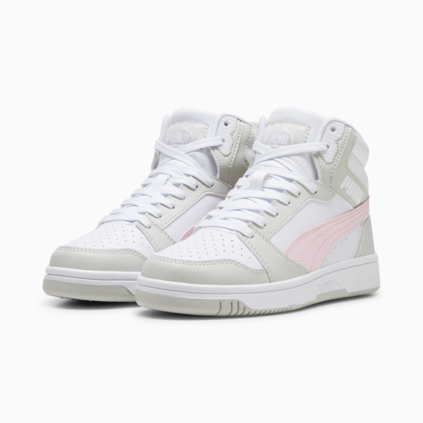 Rebound V6 Mid Sneakers Youth, PUMA White-Frosty Pink-Sedate Gray, large-ZAF