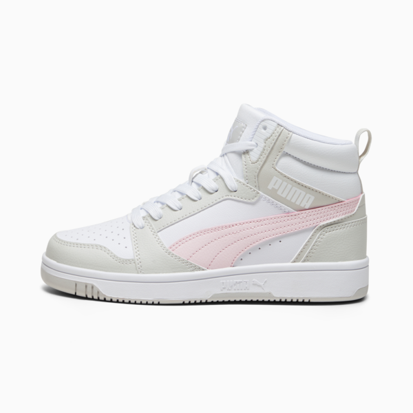 Rebound V6 Mid Sneakers Youth, PUMA White-Frosty Pink-Sedate Gray, large-ZAF
