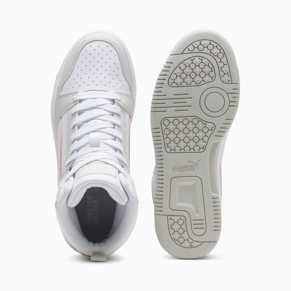Rebound V6 Mid Sneakers Youth, PUMA White-Frosty Pink-Sedate Gray, large-ZAF