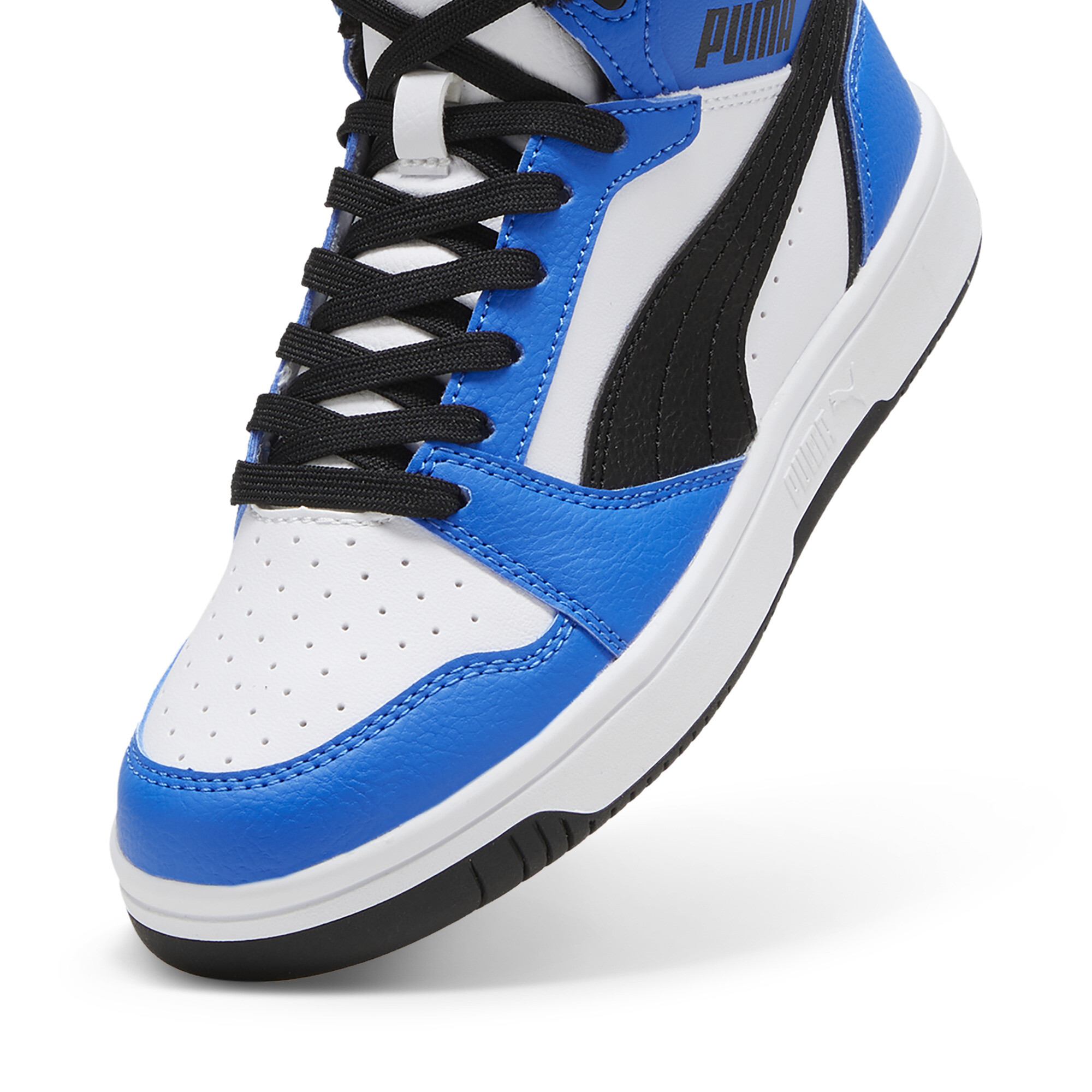 PUMA Puma Rebound V6 Mid Jr FALSE Sneakers - PUMA White-PUMA Black-Racing Blue - Maat 37.5