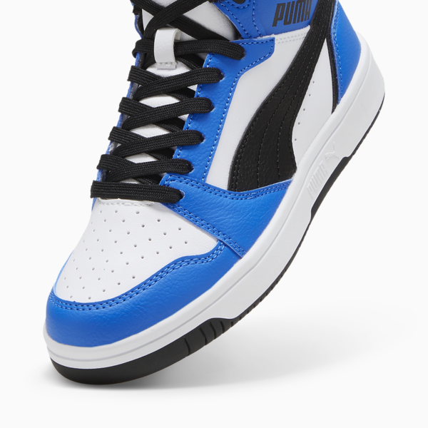 Rebound V6 Mid Sneakers Youth, PUMA White-PUMA Black-Racing Blue, large-ZAF