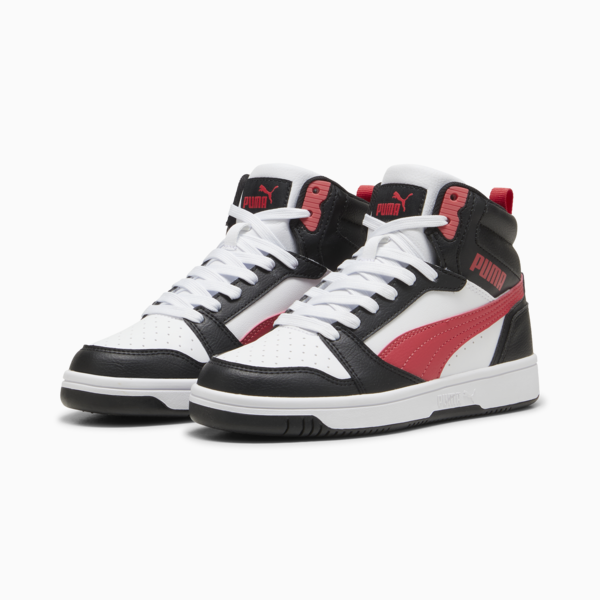 Rebound V6 Mid Sneakers Youth, PUMA Black-Tart Cherry-PUMA White, large-ZAF