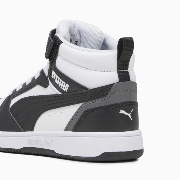 Rebound V6 Mid Sneakers Kids, PUMA White-PUMA Black-Shadow Gray, large-ZAF