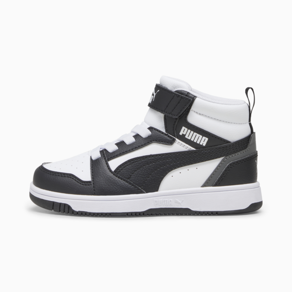 Rebound V6 Mid Sneakers Kids, PUMA White-PUMA Black-Shadow Gray, large-ZAF
