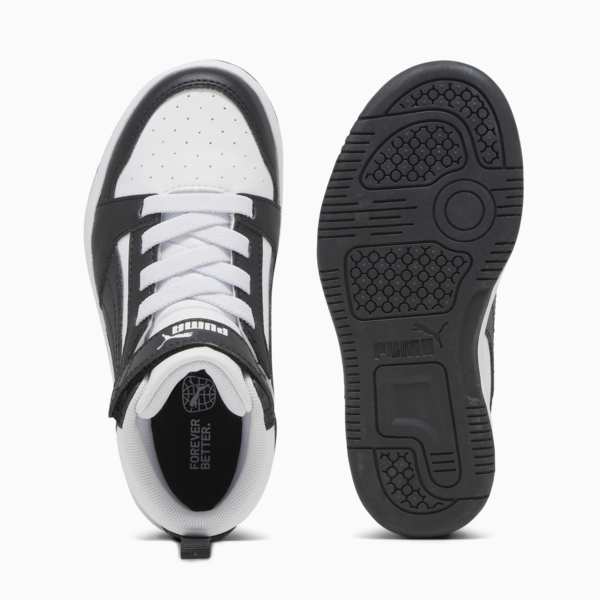 Rebound V6 Mid Sneakers Kids, PUMA White-PUMA Black-Shadow Gray, large-ZAF