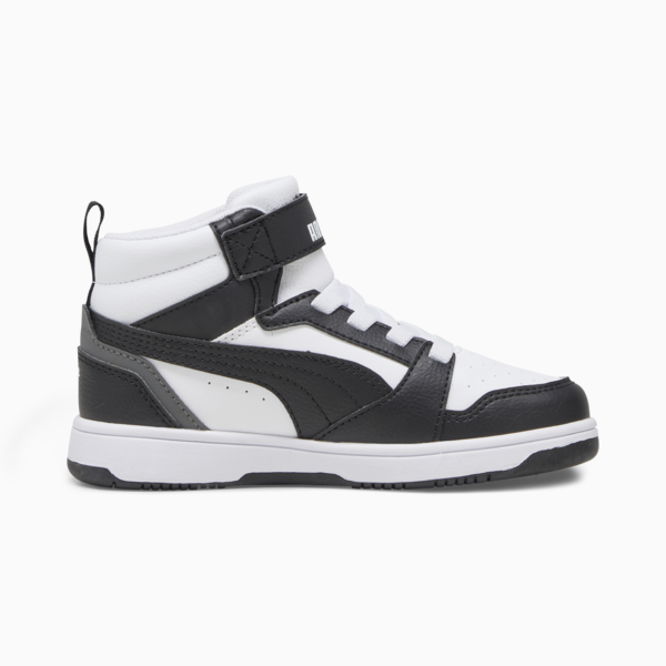 Rebound V6 Mid Sneakers Kids, PUMA White-PUMA Black-Shadow Gray, large-ZAF