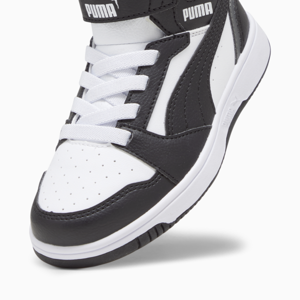 Rebound V6 Mid Sneakers Kids, PUMA White-PUMA Black-Shadow Gray, large-ZAF