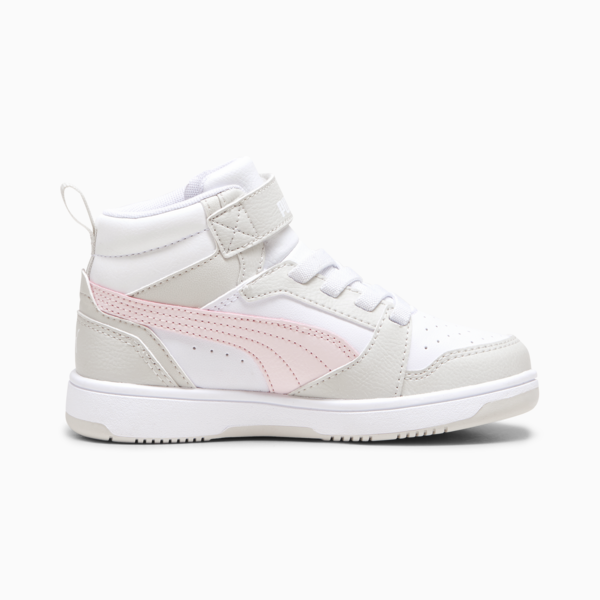 Rebound V6 Mid Sneakers Kids, PUMA White-Frosty Pink-Sedate Gray, large-ZAF