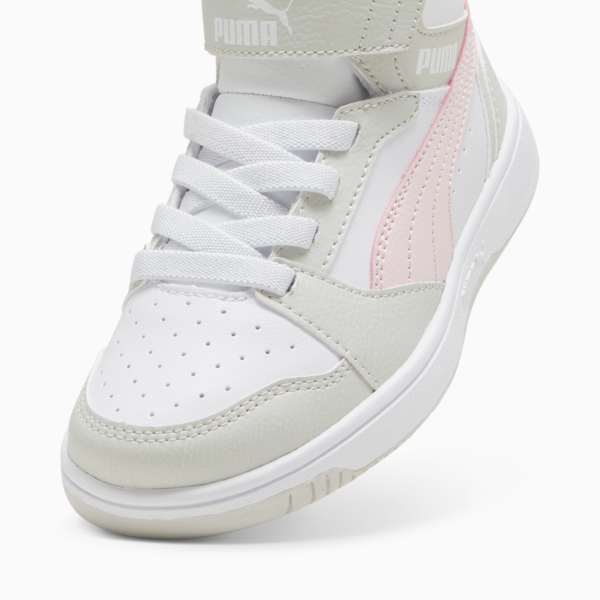 Rebound V6 Mid Sneakers Kids, PUMA White-Frosty Pink-Sedate Gray, large-ZAF