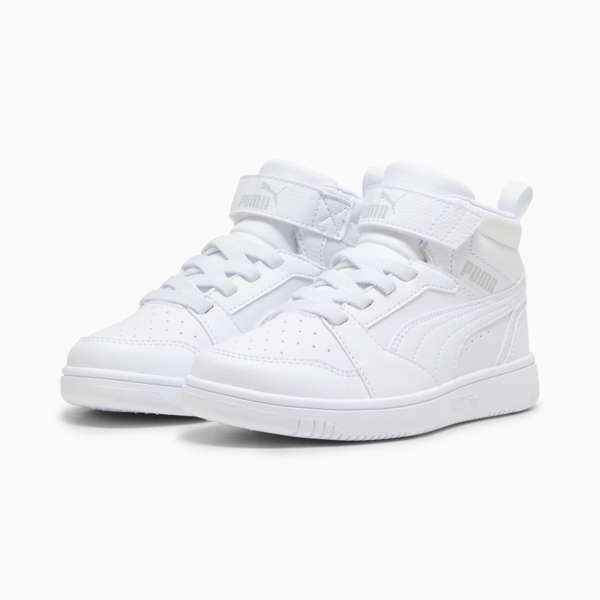 Rebound V6 Mid Sneakers Kids, PUMA White-Cool Light Gray, large-ZAF