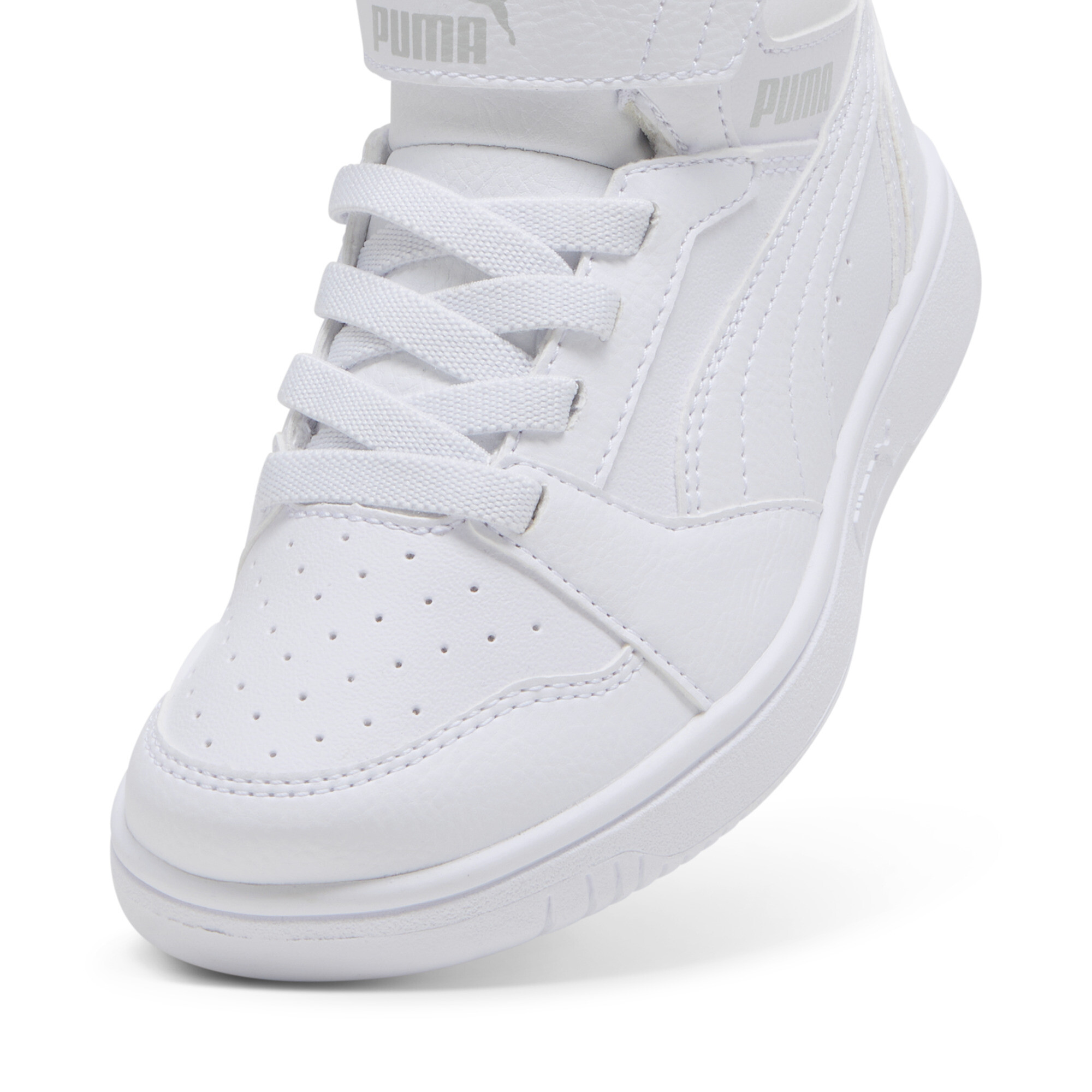 Puma Rebound V6 Mid Sneakers Kids, White, Size 28.5, Shoes