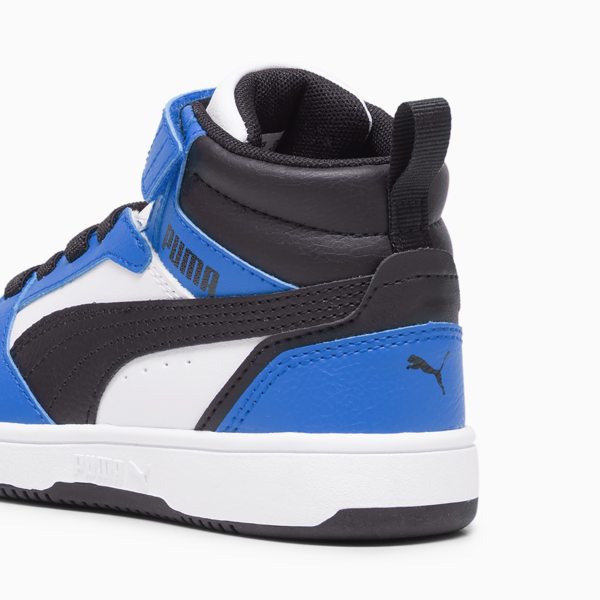 Rebound V6 Mid Sneakers Kids, PUMA White-PUMA Black-Racing Blue, large-ZAF