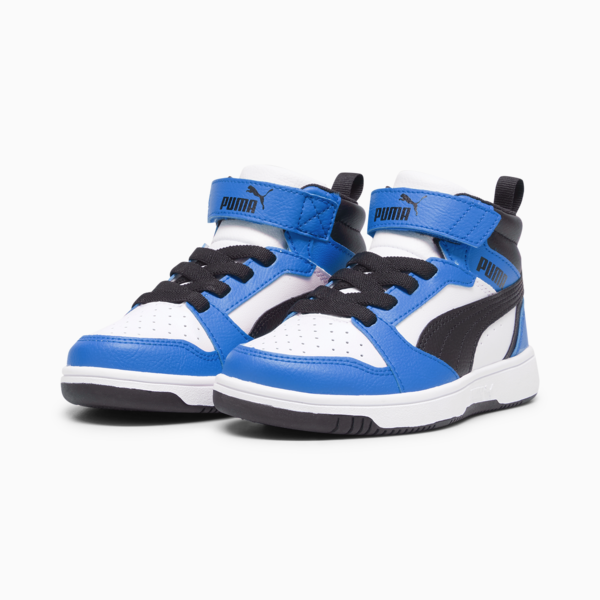 Zapatillas Rebound V6 Mid para niños, PUMA White-PUMA Black-Racing Blue, large-ARG