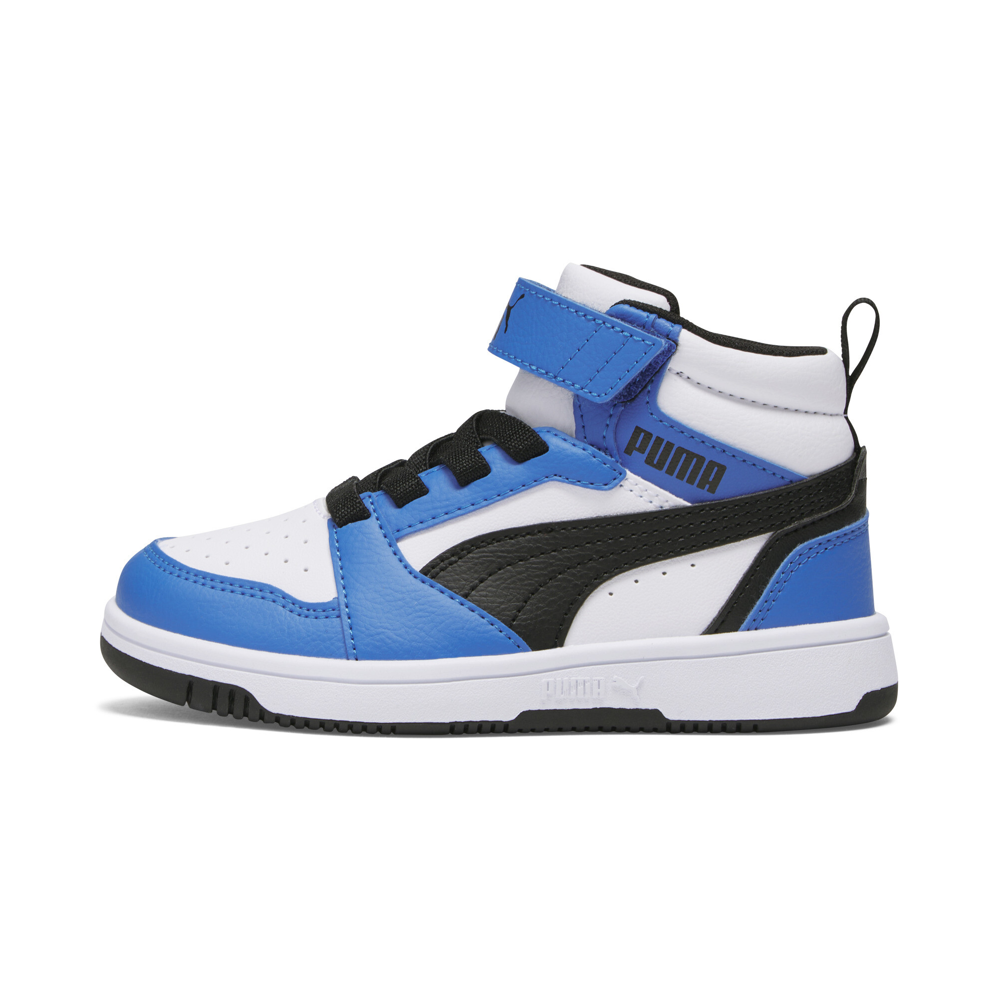 PUMA Rebound V6 Little Kids' Easy On Mid-Top Sneakers in White, Size 11