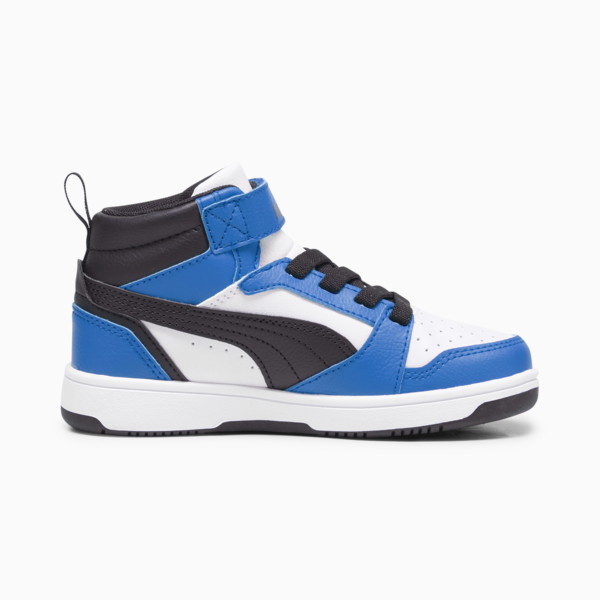 Rebound V6 Mid Sneakers Kids, PUMA White-PUMA Black-Racing Blue, large-ZAF