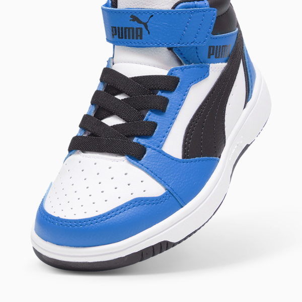 Rebound V6 Mid Sneakers Kids, PUMA White-PUMA Black-Racing Blue, large-ZAF
