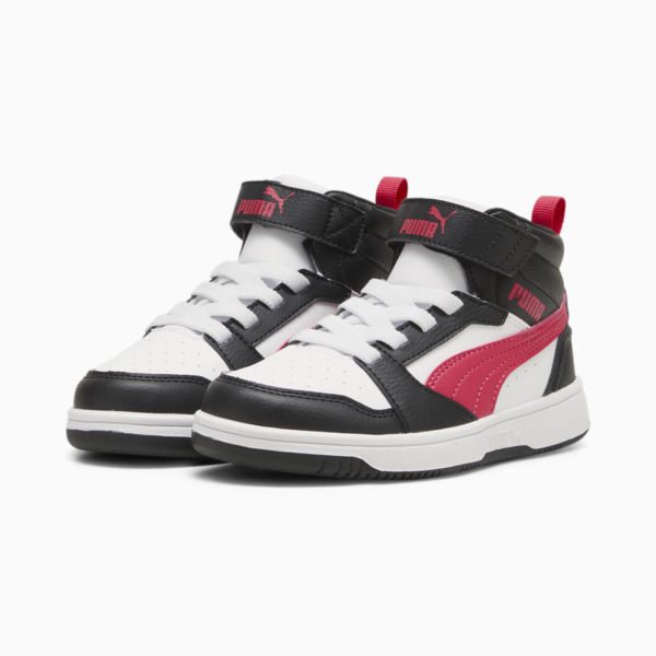 Rebound V6 Mid Sneakers Kids, PUMA Black-Tart Cherry-PUMA White, large-ZAF