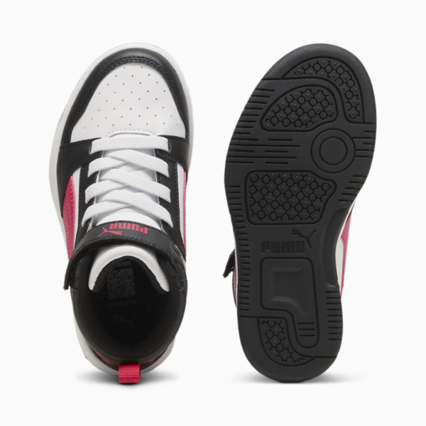 Rebound V6 Mid Sneakers Kids, PUMA Black-Tart Cherry-PUMA White, large-ZAF