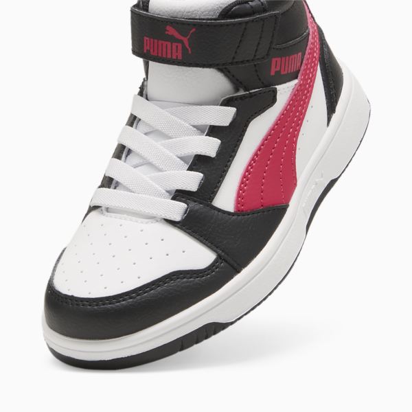 Rebound V6 Mid Sneakers Kids, PUMA Black-Tart Cherry-PUMA White, large-ZAF