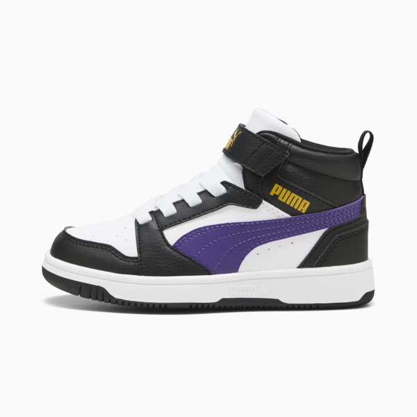 Rebound V6 Mid Sneakers Kids, PUMA White-Team Violet-PUMA Black, large-ZAF