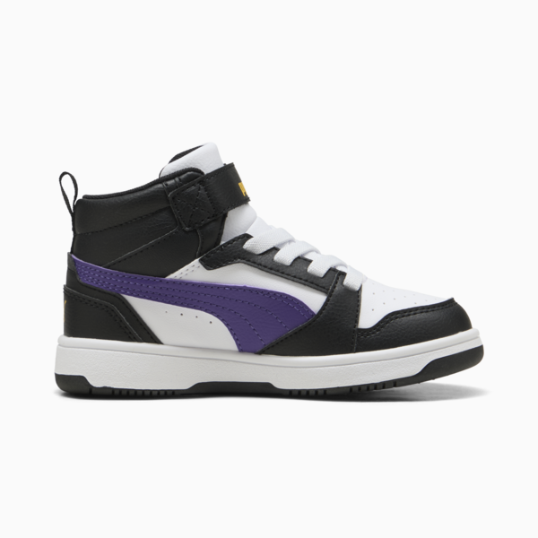 Rebound V6 Mid Sneakers Kids, PUMA White-Team Violet-PUMA Black, large-ZAF