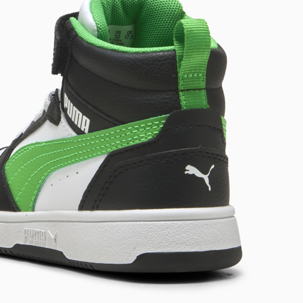 Zapatillas Rebound V6 Mid para niños, PUMA Black-PUMA Green-PUMA White, large-ARG