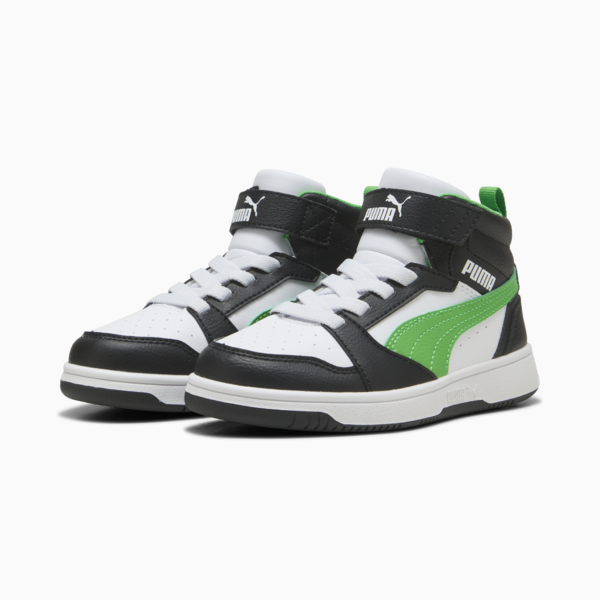 Zapatillas Rebound V6 Mid para niños, PUMA Black-PUMA Green-PUMA White, large-ARG
