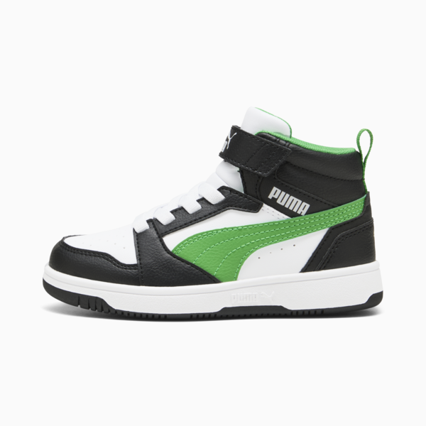 Zapatillas Rebound V6 Mid para niños, PUMA Black-PUMA Green-PUMA White, large-ARG